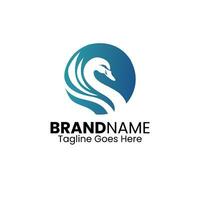 Swan Vector Logo Design, Minimalistic Swan Logo Design Template