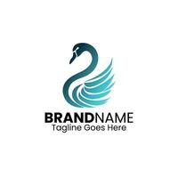 Swan Vector Logo Design, Minimalistic Swan Logo Design Template