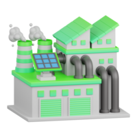 3d Renderização eco fábrica isolado útil para ecologia, energia, eco, verde, reciclando e tecnologia png