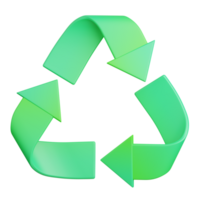 3d rendering recycle sign isolated useful for ecology, energy, eco, green, recycling and technology png