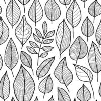 resumen hoja patrón, negro contorno dibujo en un blanco fondo, floral repitiendo intrincado línea Arte fondo de pantalla diseño para impresión en Moda textil, tela, envase papel, embalaje vector