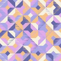 Seamless pattern of squares and rhombuses chaotically painted in blue grey, blue purple, mauve, cream and apricot colors. Fashionable abstract background for wallpaper, wrappings, textiles, fabrics vector