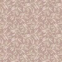 Floral seamless pattern with leaves and berries in pink and taupe colors, hand-drawn and digitized. Design for wallpaper, textile, fabric, wrapping, background. vector