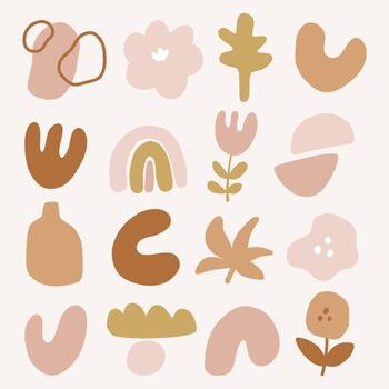 Trendy abstract bohemian shapes.Modern hand drawn minimal elements. vector