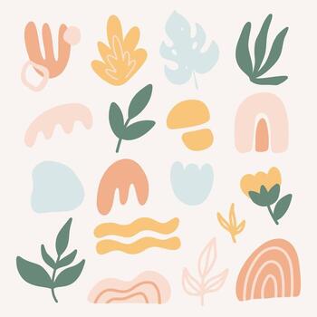 Trendy abstract bohemian shapes.Modern hand drawn minimal elements. vector