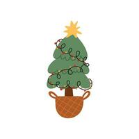 Set of doodle christmas tree.Pine tree vector