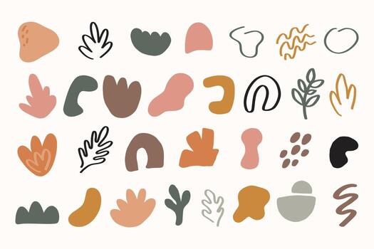 Trendy abstract bohemian shapes.Modern hand drawn minimal elements. vector