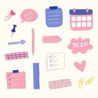 hand draw set of planner elements vector