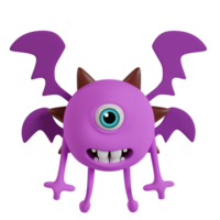 Cute chibi monster 3d render clipart png