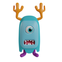 Cute chibi monster 3d render clipart png