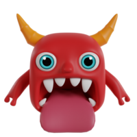 Cute chibi monster 3d render clipart png