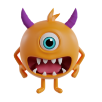 schattig chibi monster 3d geven clip art png