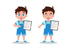 A set of illustrations of a boy with grades vector