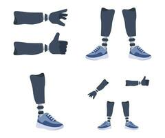 Set of illustrations of prosthetic limbs vector