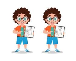 A set of illustrations of a boy with grades vector