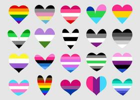 Vector lgbt pride hearts and their meaning symbols of sexual identity gay pride month