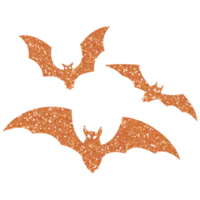 orange glitter fladdermus halloween på transparent bakgrund. fladdermus ikon. design för dekoration, bakgrund, tapet, illustration. png