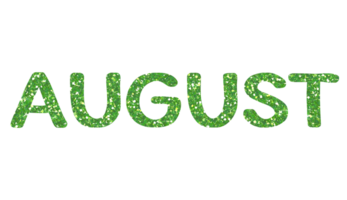 Green glitter AUGUST Letters Icon. August sign. Design for decorating, background, wallpaper, illustration. png