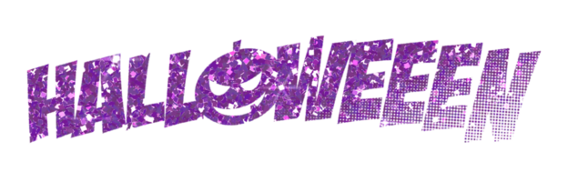 Purple glitter word halloween on transparent background. Halloween icon. Design for decorating,background, wallpaper, illustration png