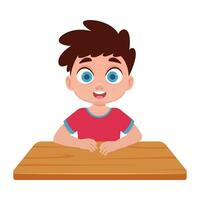 Boy sitting at a desk in a school class vector