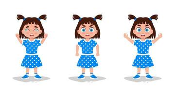 Set of cute girl emotions vector