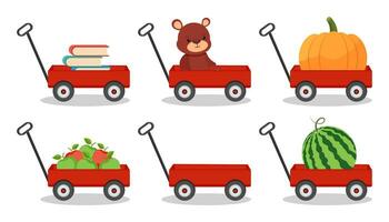 6 red cart illustrations vector