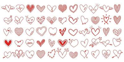 Set of hearts of different shapes vector