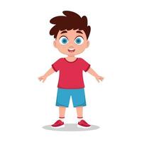 Vector cute happy boy in shorts and t-shirt