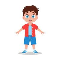 Vector cute happy boy in shorts and t-shirt