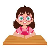 Girl sitting at a school desk vector