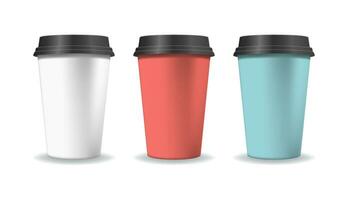 Realistic illustrations set of paper cups vector