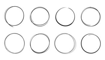 Doodle drawings, round frames, isolated on white vector