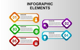 infographic template design with 5 steps. infographic design for presentations, banners, infographs and posters vector