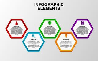 infographic template design with 5 steps. infographic design for presentations, banners, infographs and posters vector