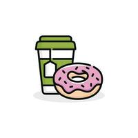 Donut and drink vector illustration. Fast food icon isolated on white background