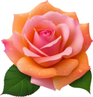 fechar-se do lindo colorida rosas com folhas. gerado por ai. png