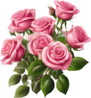 detailopname van mooi kleurrijk rozen met bladeren. ai-gegenereerd. png
