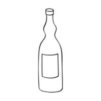 Hand drawn liquor bottle illustration. Alcohol drink clipart in doodle style. Single element for design vector