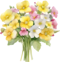 A bouquet of Primrose flowers. AI-Generated. png