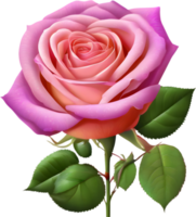 fermer de magnifique coloré des roses avec feuilles. ai-généré. png