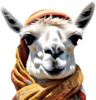 A sassy llama with a scarf . AI-Generated. png