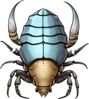 A close-up drawing of an isopod in a minimalist style. AI-generated. png