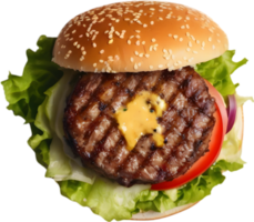 Image of Delicious-looking Burger. AI-Generated. png