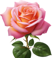 fechar-se do lindo colorida rosas com folhas. gerado por ai. png