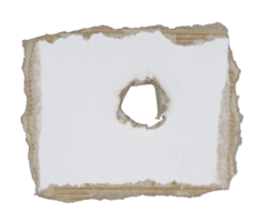 A piece of paper is torn with a hole on transparent background png file