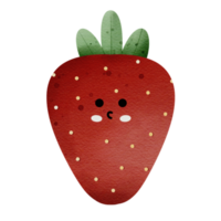 kawaii main tiré mignonne fraise aquarelle png