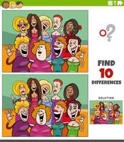 differences game with cartoon women characters vector