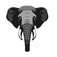 olifant hoofd in vlak stijl. tekening wild olifant gezicht, oerwoud dier, ai generatief png