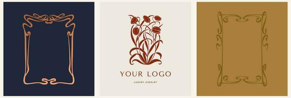elegante vector logo modelo de un flor. resumen símbolo en un lineal estilo para productos cosméticos y embalaje, joyas, artesanías o belleza productos