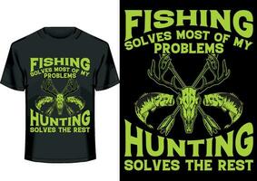 Good day fishing solves problems print ready vector template t-shirt design